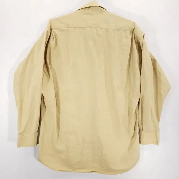 Vintage Chaps Ralph Lauren Dress Shirt Mens Extra Large Tan Check Button Up Top - Picture 5 of 11